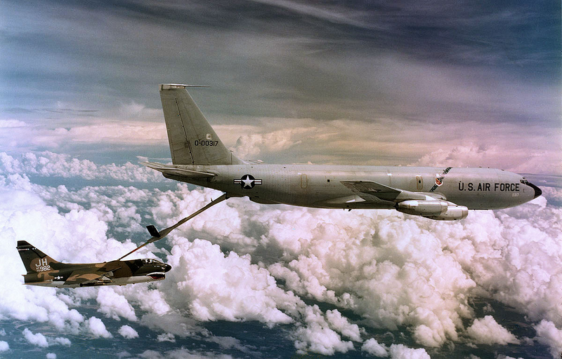 Early KC-135 with original small turbojet engines.